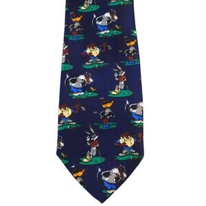 Dendy Hand Made Looney Tunes Taz Bugs Tweety Daffy Golf Necktie